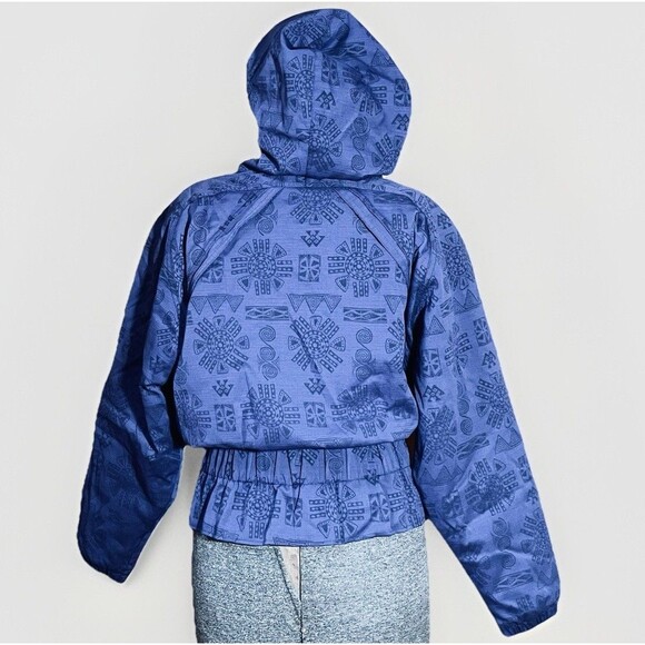 Vtg 80s Nils Womens Ski Jacket Size 6 Belted Hooded  Purple Aztec Print With Cap - Picture 3 of 16
